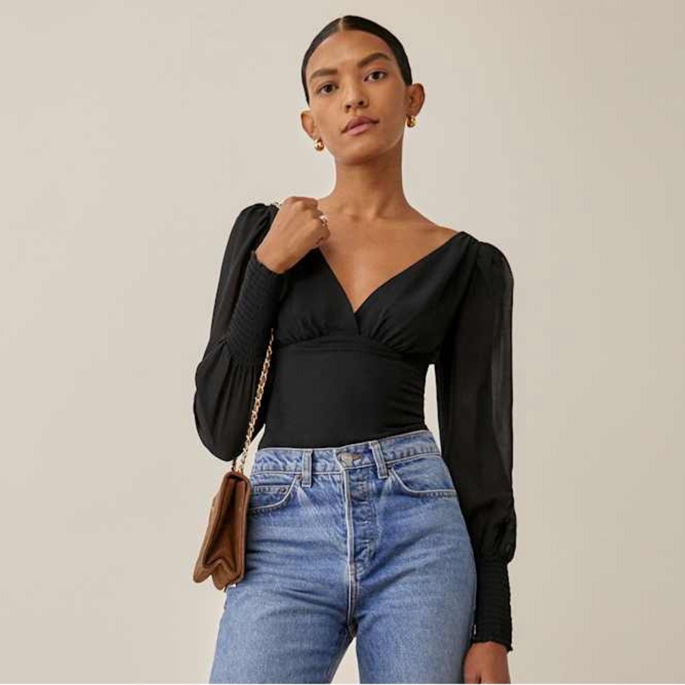 Reformation Black Blouse